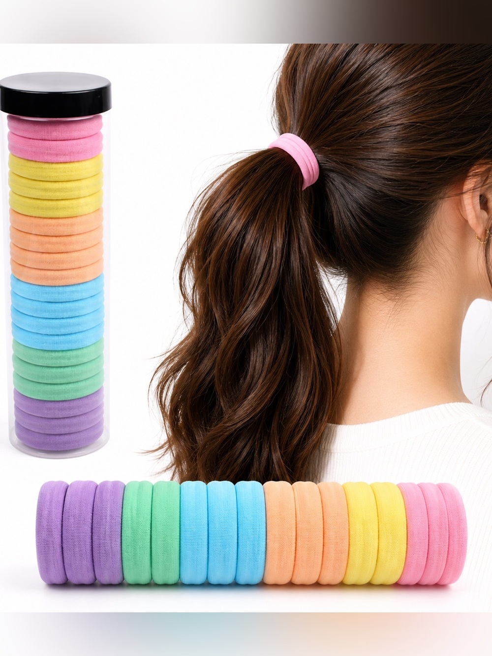 Pastel Stretch Hair Tie Set - Multicolor